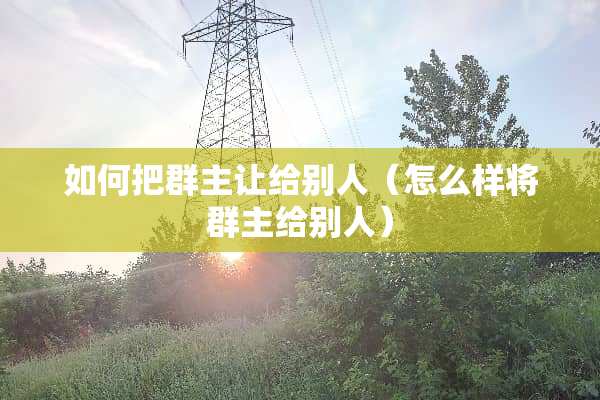 如何把群主让给别人（怎么样将群主给别人）