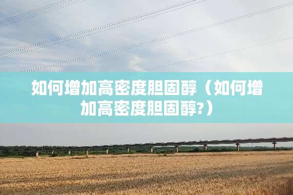 如何增加高密度胆固醇（如何增加高密度胆固醇?）