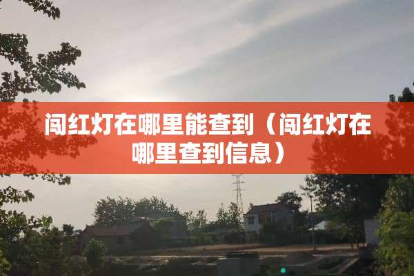 闯红灯在哪里能查到（闯红灯在哪里查到信息）