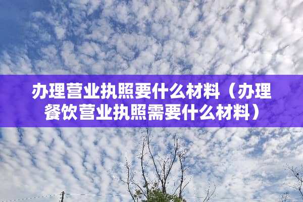 办理营业执照要什么材料（办理餐饮营业执照需要什么材料）