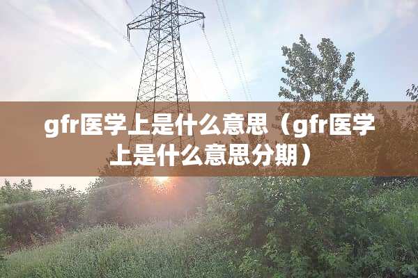 gfr医学上是什么意思（gfr医学上是什么意思分期）