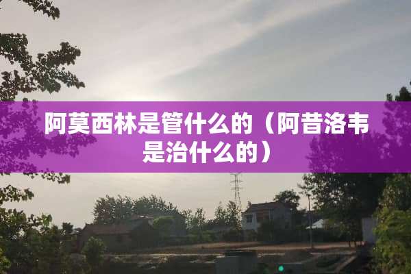 阿莫西林是管什么的（阿昔洛韦是治什么的）