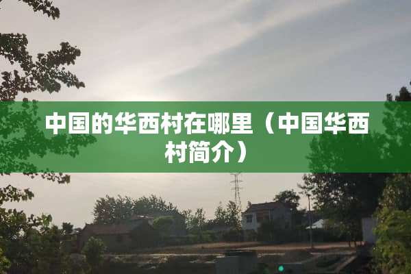 中国的华西村在哪里（中国华西村简介）