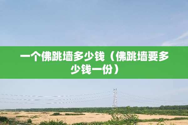 一个佛跳墙多少钱（佛跳墙要多少钱一份）