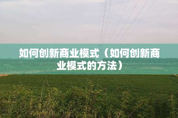 如何创新商业模式（如何创新商业模式的方法）