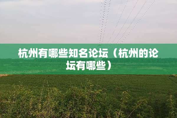 杭州有哪些知名论坛（杭州的论坛有哪些）