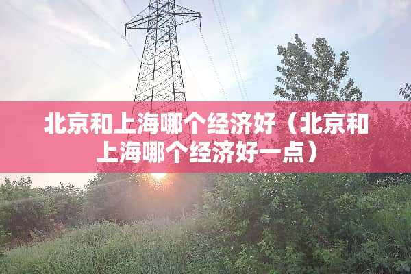 北京和上海哪个经济好（北京和上海哪个经济好一点）