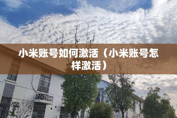 小米账号如何激活（小米账号怎样激活）