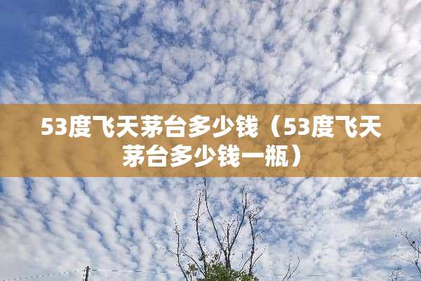 53度飞天茅台多少钱（53度飞天茅台多少钱一瓶）