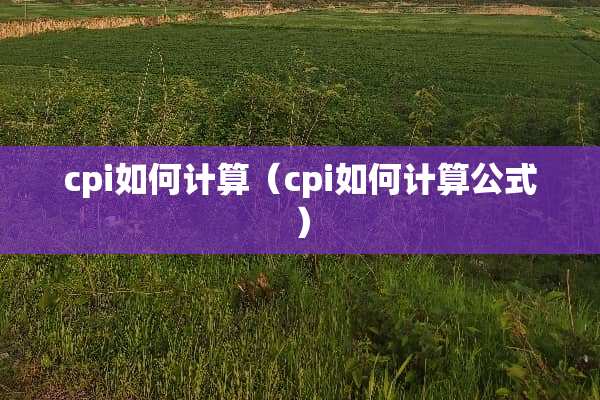 cpi如何计算（cpi如何计算公式）