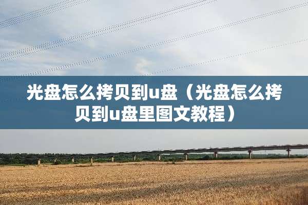 光盘怎么拷贝到u盘（光盘怎么拷贝到u盘里图文教程）