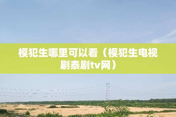 模犯生哪里可以看（模犯生电视剧泰剧tv网）