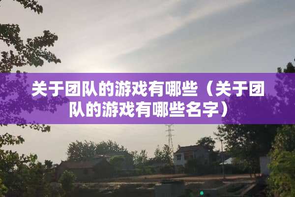 关于团队的游戏有哪些（关于团队的游戏有哪些名字）