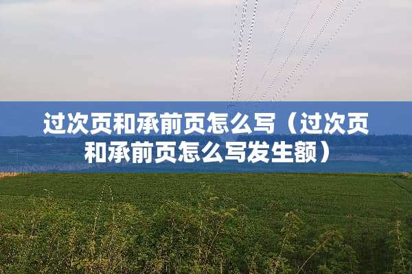 过次页和承前页怎么写（过次页和承前页怎么写发生额）