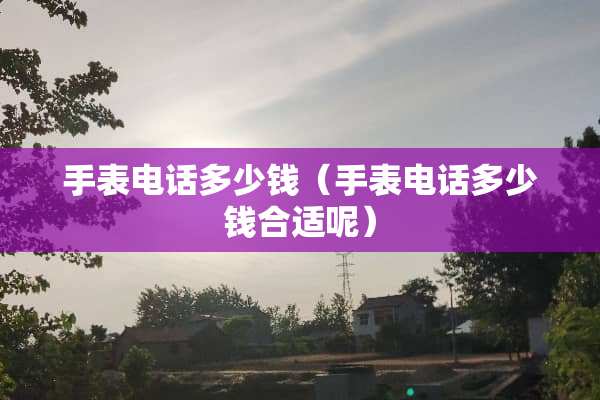 手表电话多少钱（手表电话多少钱合适呢）
