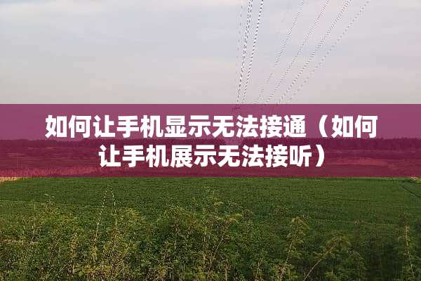 如何让手机显示无法接通（如何让手机展示无法接听）