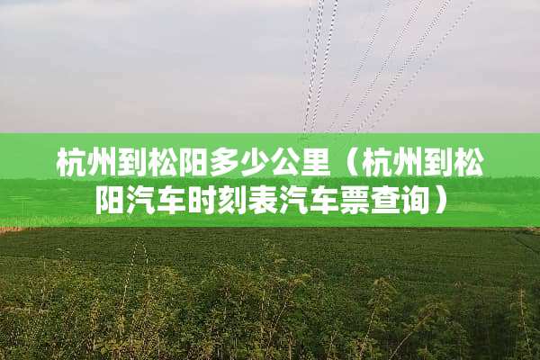 杭州到松阳多少公里（杭州到松阳汽车时刻表汽车票查询）
