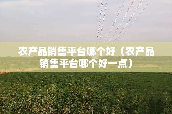 农产品销售平台哪个好（农产品销售平台哪个好一点）