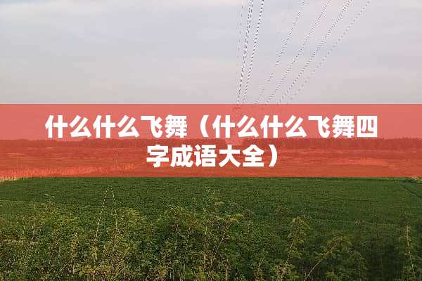 什么什么飞舞（什么什么飞舞四字成语大全）