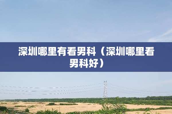 深圳哪里有看男科（深圳哪里看男科好）