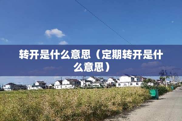 转开是什么意思（定期转开是什么意思）