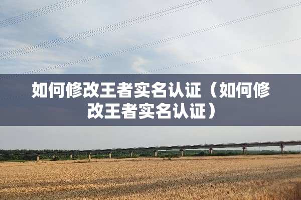 如何修改王者实名认证（如何修改王者实名认证）
