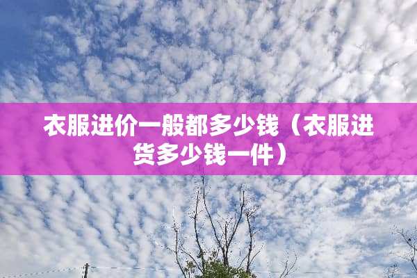 衣服进价一般都多少钱（衣服进货多少钱一件）