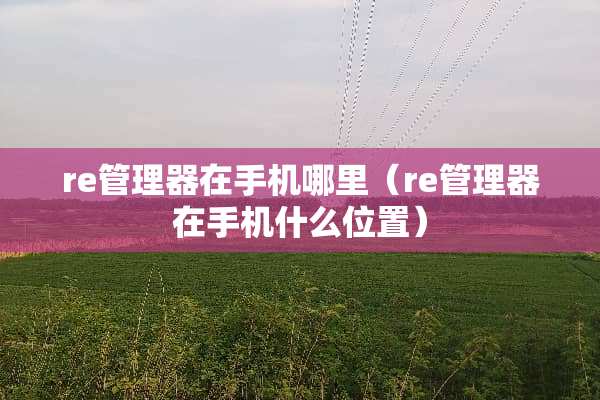 re管理器在手机哪里（re管理器在手机什么位置）