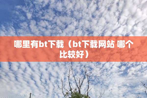 哪里有bt下载（bt下载网站 哪个比较好）