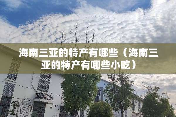 海南三亚的特产有哪些（海南三亚的特产有哪些小吃）