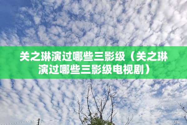 关之琳演过哪些三影级（关之琳演过哪些三影级电视剧）