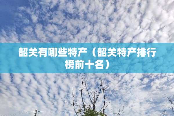 韶关有哪些特产（韶关特产排行榜前十名）