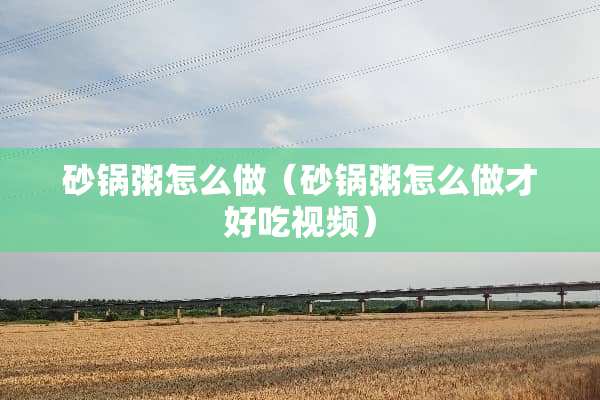 砂锅粥怎么做（砂锅粥怎么做才好吃视频）