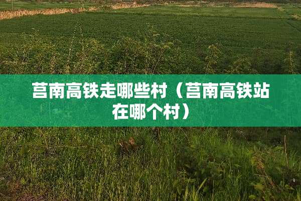 莒南高铁走哪些村（莒南高铁站在哪个村）
