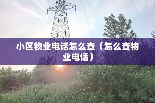 小区物业电话怎么查（怎么查物业电话）