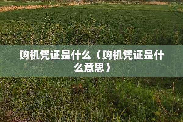 购机凭证是什么（购机凭证是什么意思）