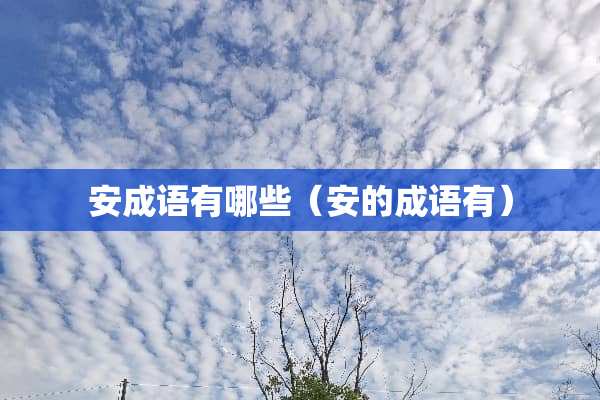 安成语有哪些（安的成语有）