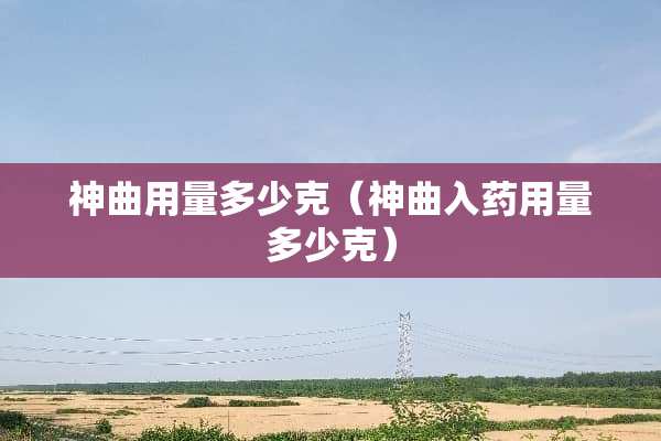 神曲用量多少克（神曲入药用量多少克）