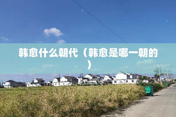 韩愈什么朝代（韩愈是哪一朝的）