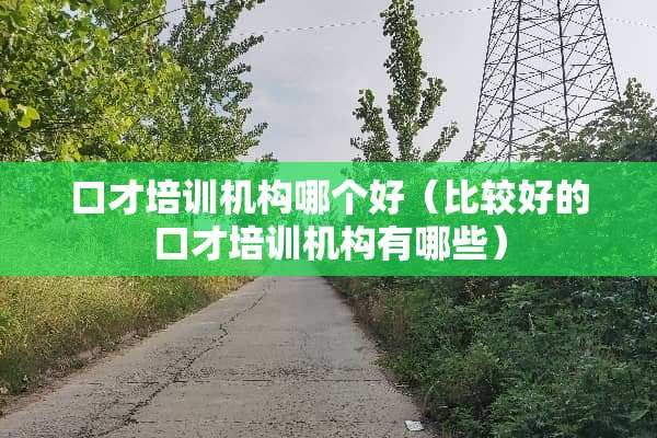 口才培训机构哪个好（比较好的口才培训机构有哪些）