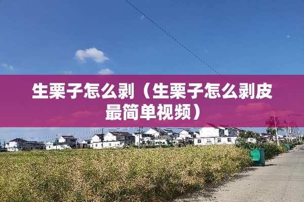 生栗子怎么剥（生栗子怎么剥皮最简单视频）