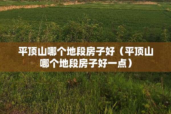 平顶山哪个地段房子好（平顶山哪个地段房子好一点）