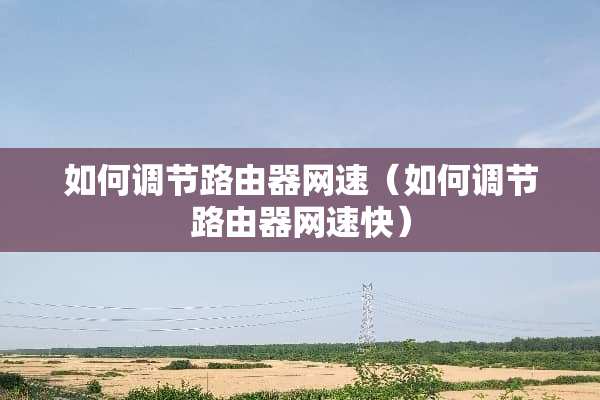 如何调节路由器网速（如何调节路由器网速快）