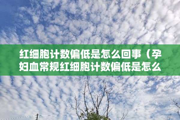 红细胞计数偏低是怎么回事（孕妇血常规红细胞计数偏低是怎么回事）