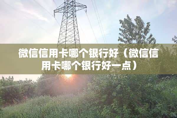 微信***哪个银行好（微信***哪个银行好一点）