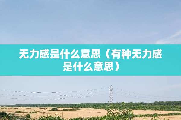 无力感是什么意思（有种无力感是什么意思）