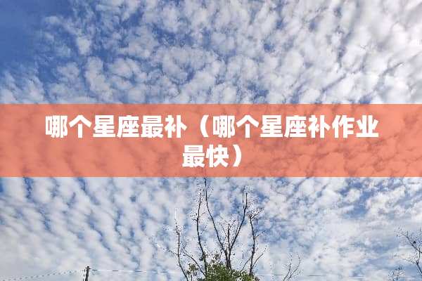 哪个星座最补（哪个星座补作业最快）