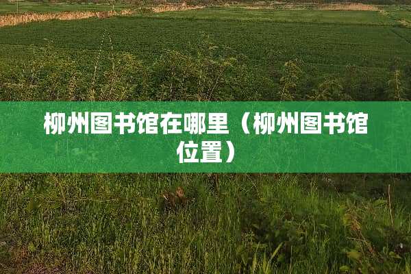 柳州图书馆在哪里（柳州图书馆位置）