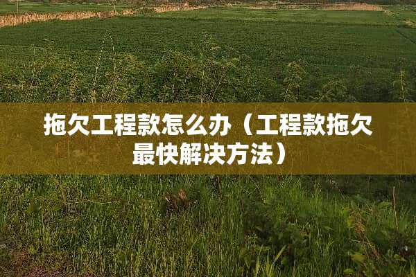 拖欠工程款怎么办（工程款拖欠最快解决方法）