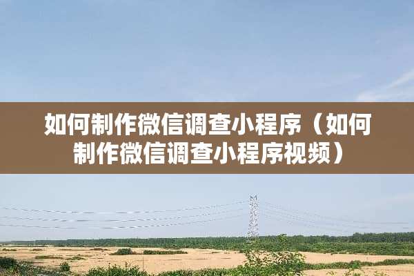 如何制作微信调查小程序（如何制作微信调查小程序视频）